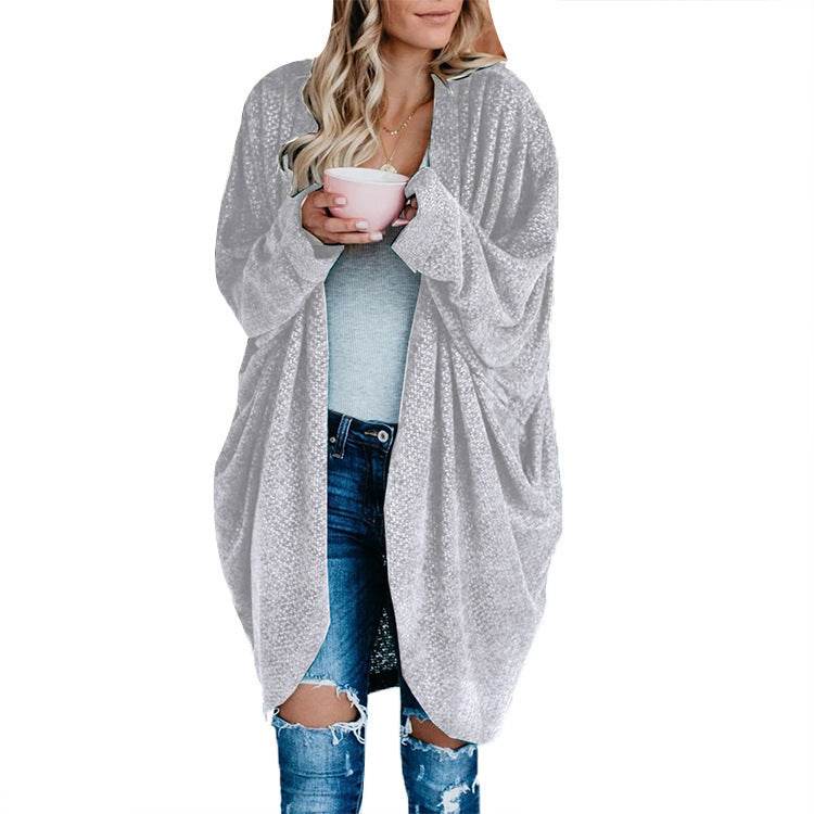 Knit cardigan jacket plus size loose long sweater - Mubimart