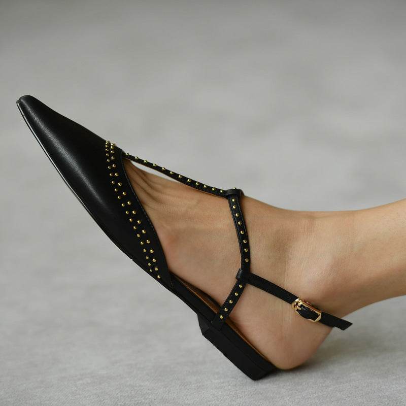 Pointed toe flat shoes - Mubimart