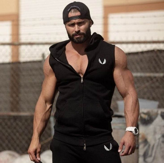 Wing embroidery fitness sweater vest - Mubimart