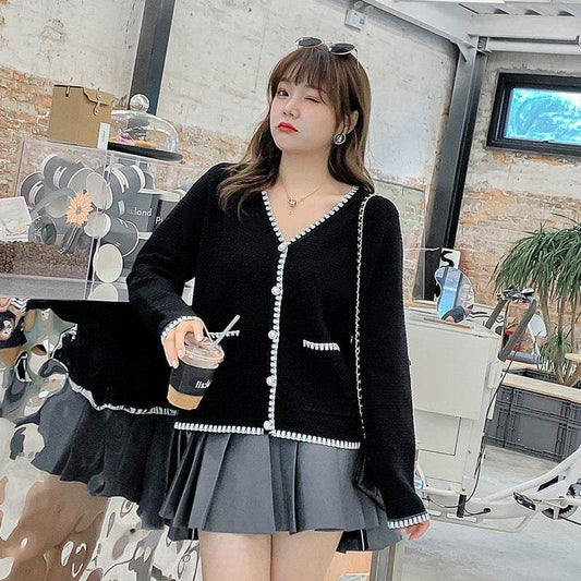 Knit sweater retro temperament blouse cardigan women - Mubimart