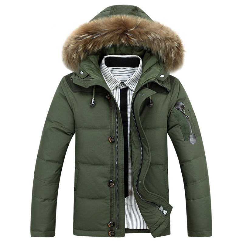 Down jacket men's Korean casual solid color thick down short jacket