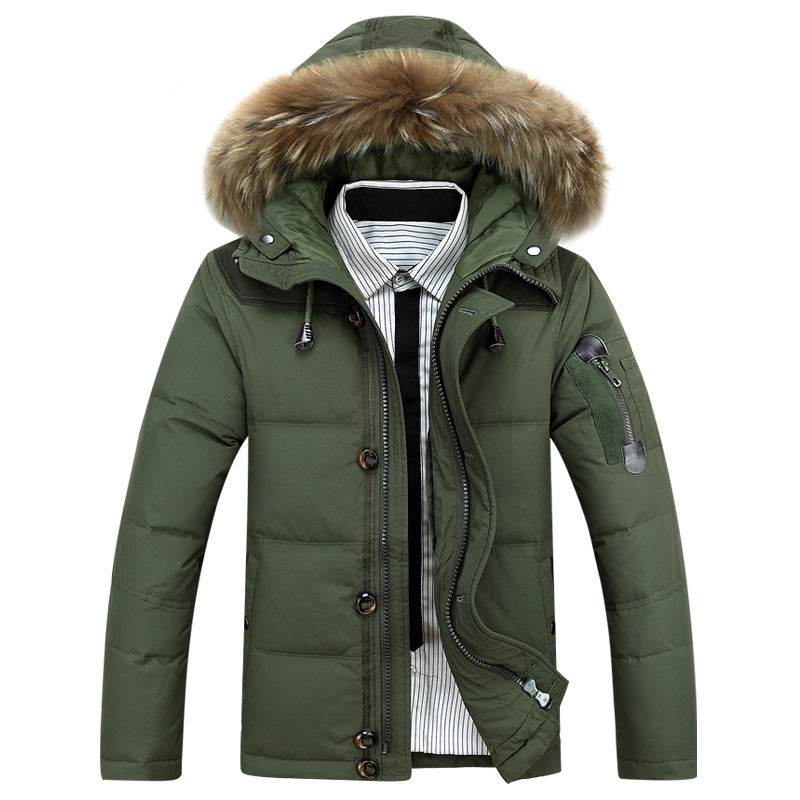 Down jacket men's Korean casual solid color thick down short jacket - Mubimart