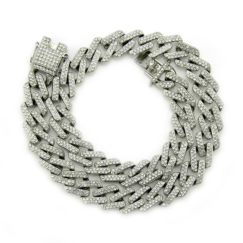 Mens Fashion With Colored Diamonds Geometric Square Cuban Chain Necklace - Mubimart
