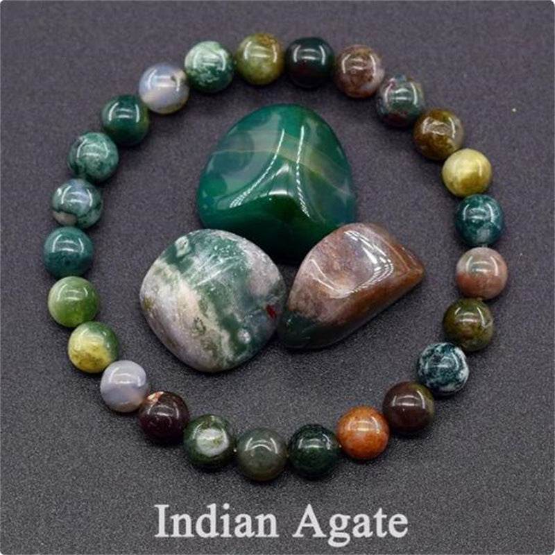 Natural Stone Elastic String Beaded Bracelet Jewelry Stone Tiger Eye Beaded Yoga Bracelets For Men Women - Mubimart
