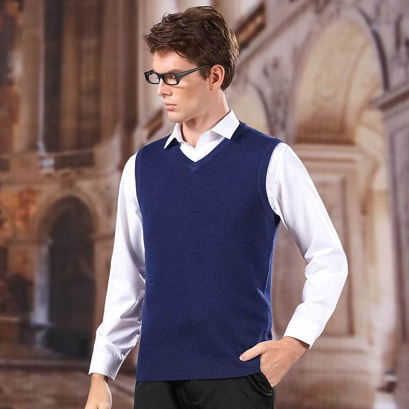 Sleeveless sweater vest vest sweater men - Mubimart