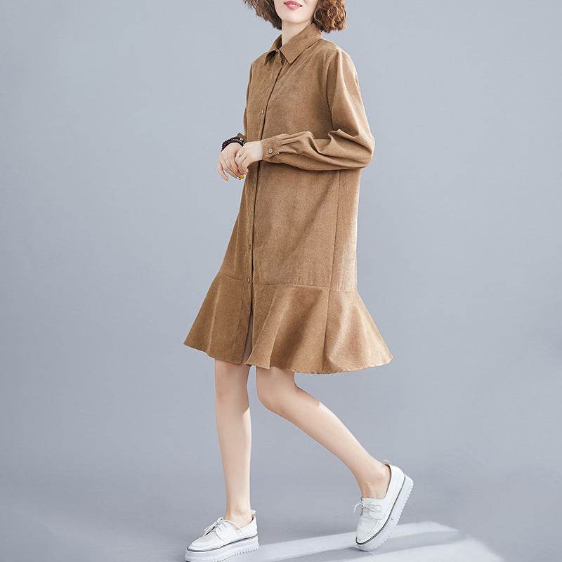 Spring new literary plus size dress women - Mubimart