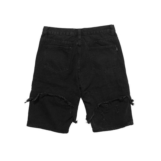 Men's ripped straight denim shorts - Mubimart