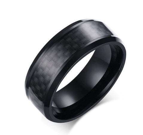 Schwarz Carbon Fiber Inlay männer Hochzeit Marke Ring Edelstahl Schmuck Dropshopping 8mm