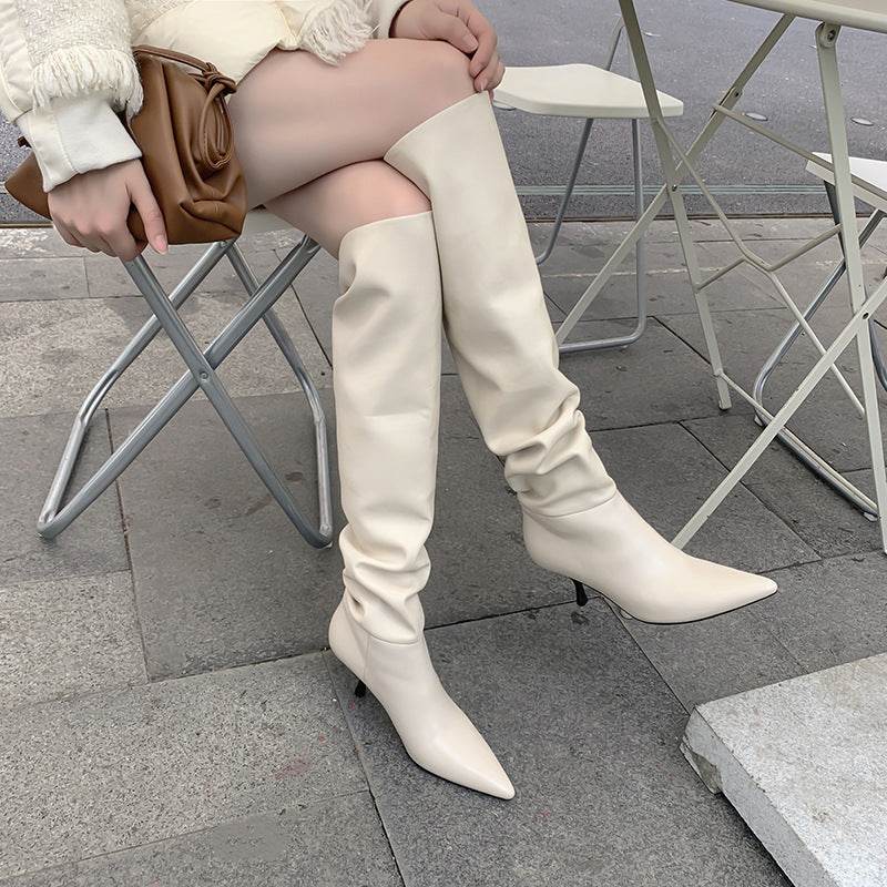 Over the knee pointed toe stiletto boots - Mubimart
