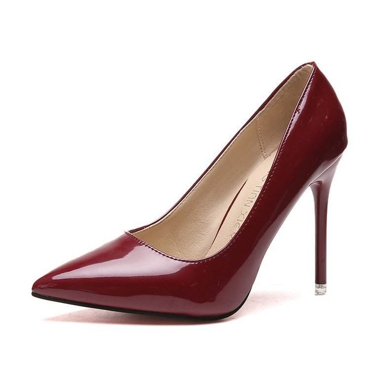 Patent Leather Shallow Mouth Work Shoes Fairy Style Stiletto Shoes - Mubimart