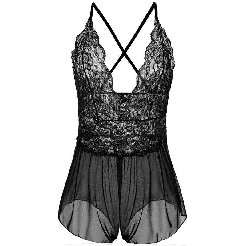 Lace sling bodysuit - Mubimart