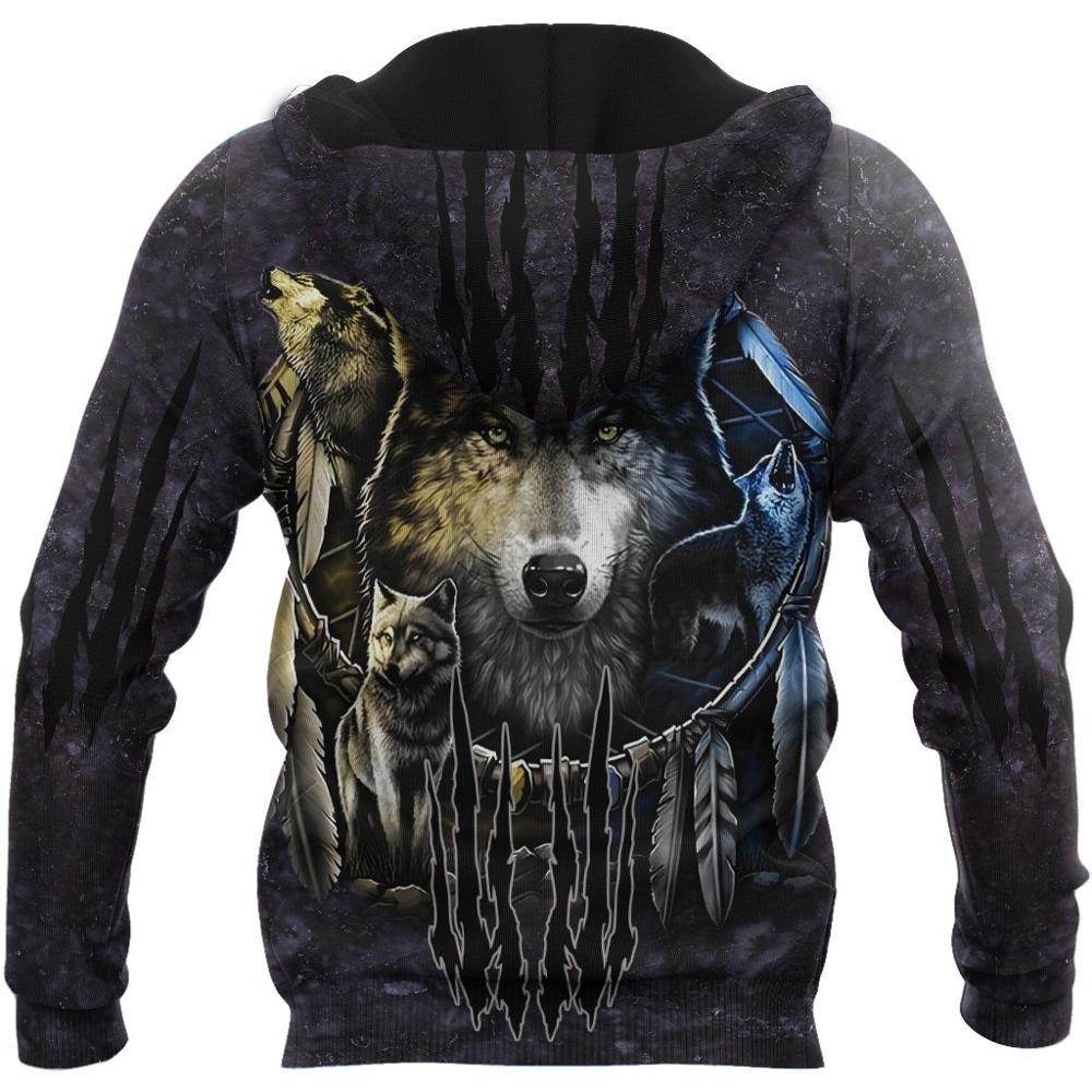Darkness Dreamcatcher Wolf 3D Printed Men Hoodies Sweatshirt - Mubimart