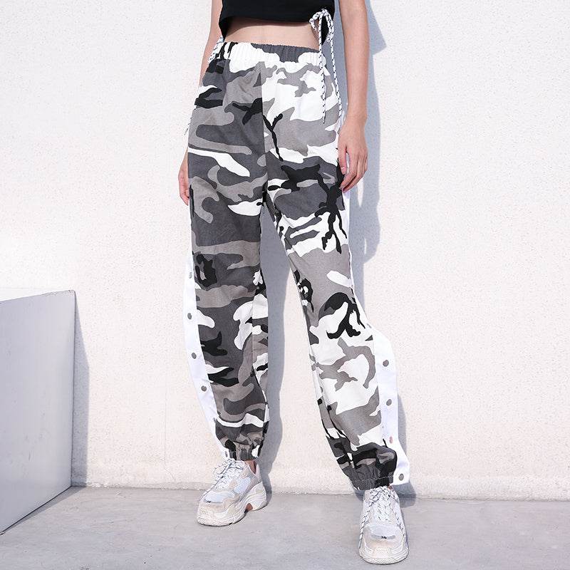 CAMO JOGGER BUTTON UP PANTS - Mubimart