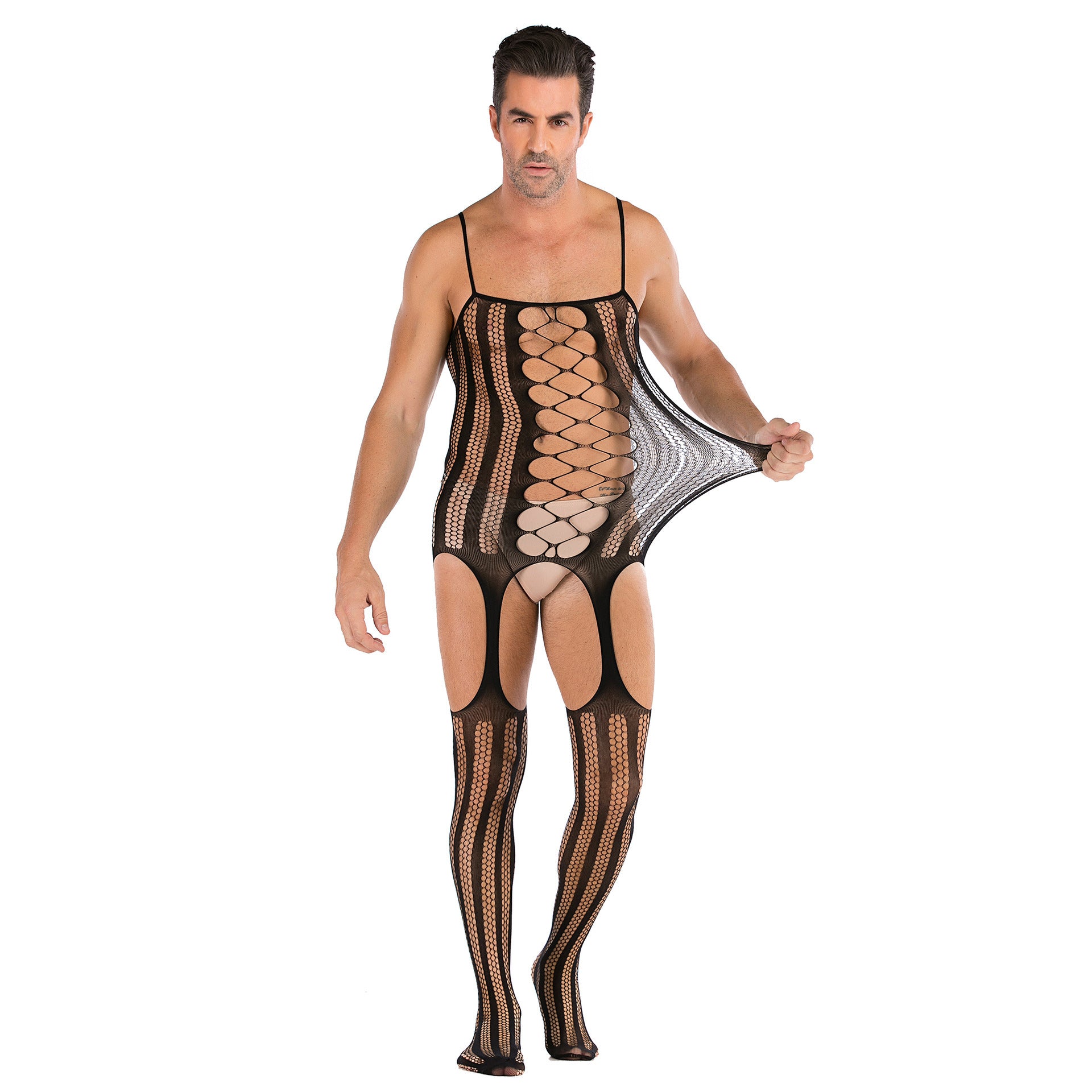 Top Garter Belt Set Hollow Mesh Clothing - Mubimart -  