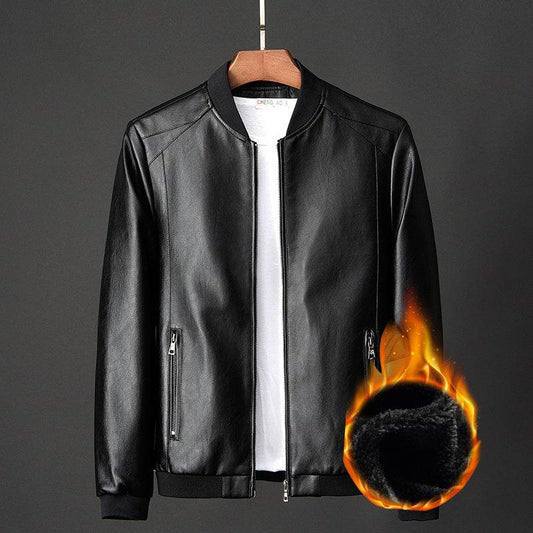 Leather jacket slim men's leather jacket - Mubimart