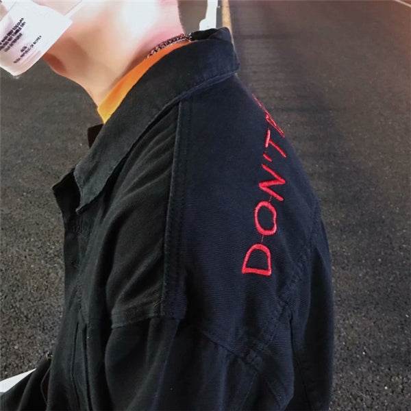 Embroidered denim jacket - Mubimart