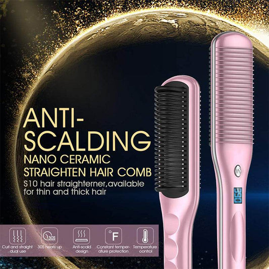 Hair Curler And Straightener Dual-use Straight Comb Electric Hair Straightener - Mubimart