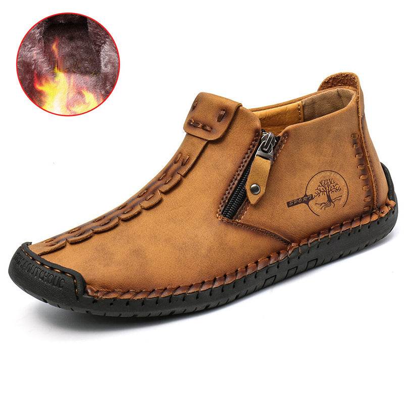 Men Ankle Boots Zipper Outdoor Hiking Shoes - Mubimart