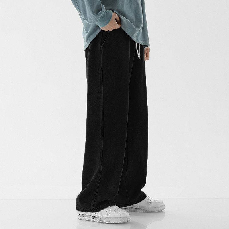 Mens Fashion Casual Loose Straight Jeans - Mubimart