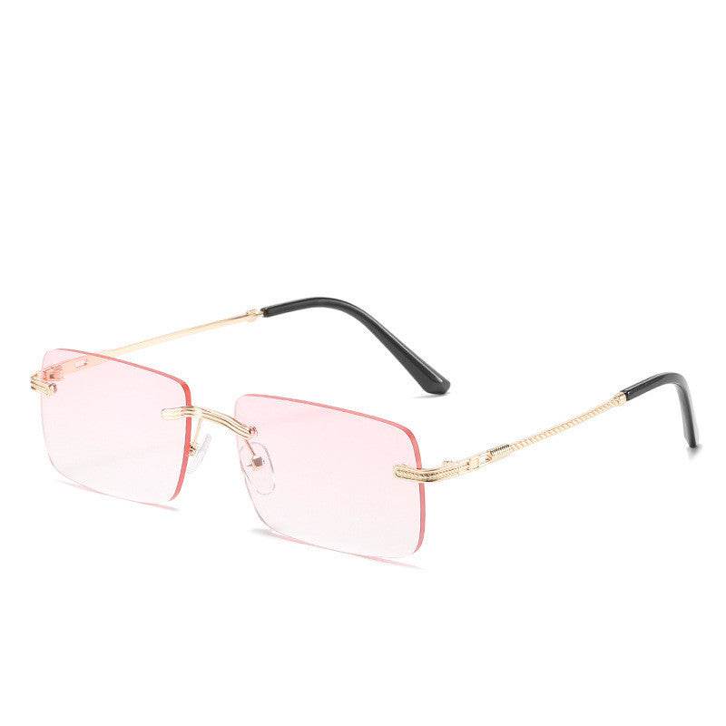 Frameless Square Fashion Sunglasses Men And Women Metal Sunglasses - Mubimart