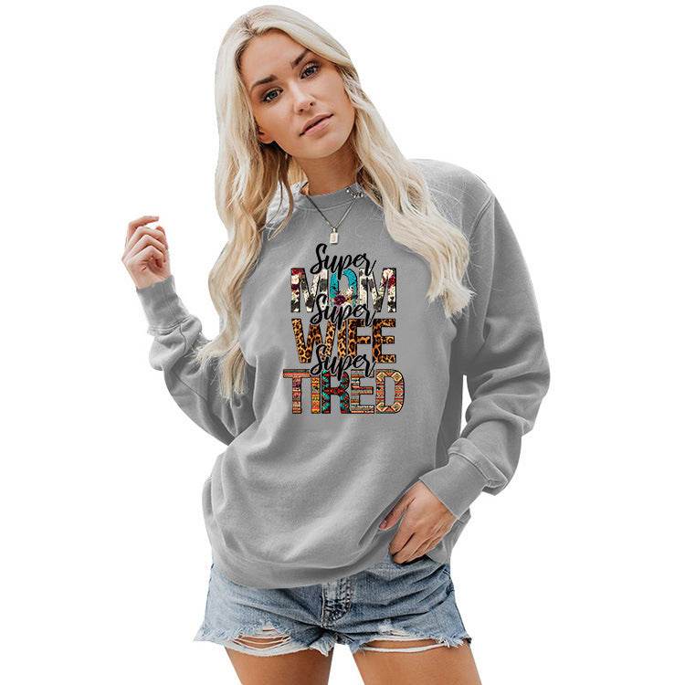 Women's Crew Neck Print Plus Size Sweatshirt - Mubimart