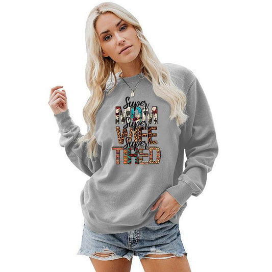 Women's Crew Neck Print Plus Size Sweatshirt - Mubimart