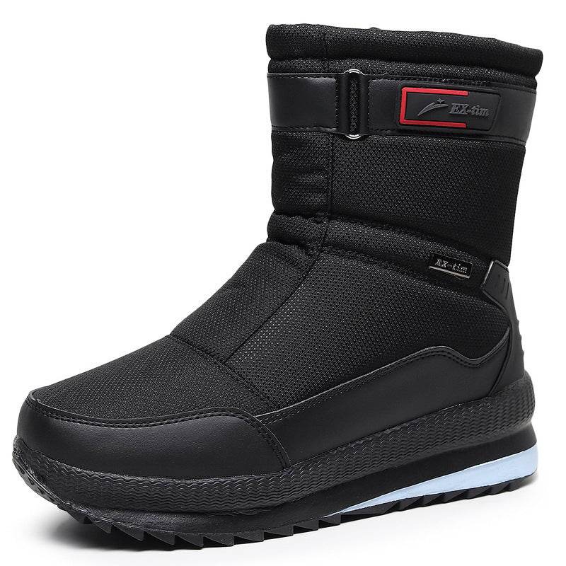 Men's Waterproof Snow Boots Short Ski Boots Fleece-lined Hiking Shoes - Mubimart