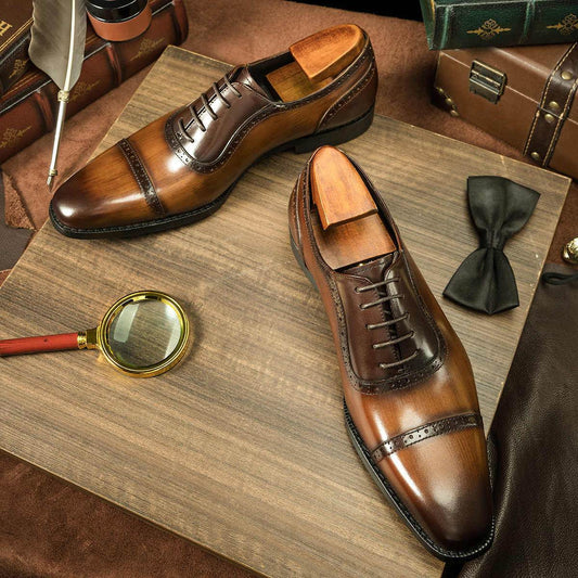 British Style Men's Business Leather Oxford Shoes - Mubimart