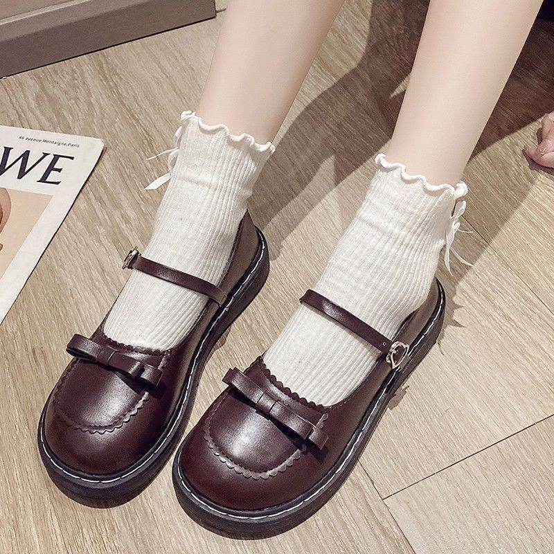 Cute Bow Mary Jane Small Leather Shoes Women - Mubimart