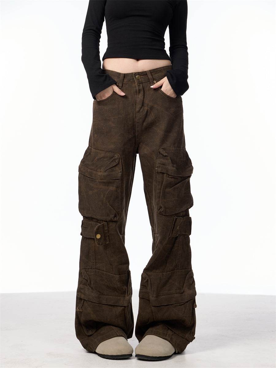 Retro Design Camouflage Cargo Pants Women - Mubimart