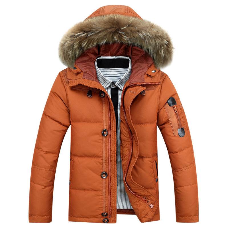 Down jacket men's Korean casual solid color thick down short jacket - Mubimart