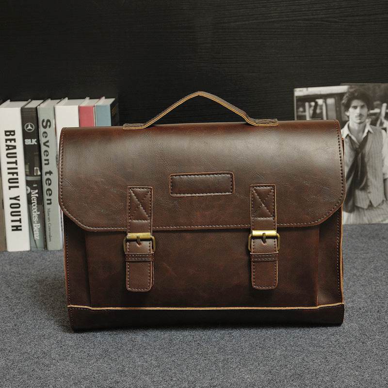 Crazy Horse Leather Tote Briefcase - Mubimart