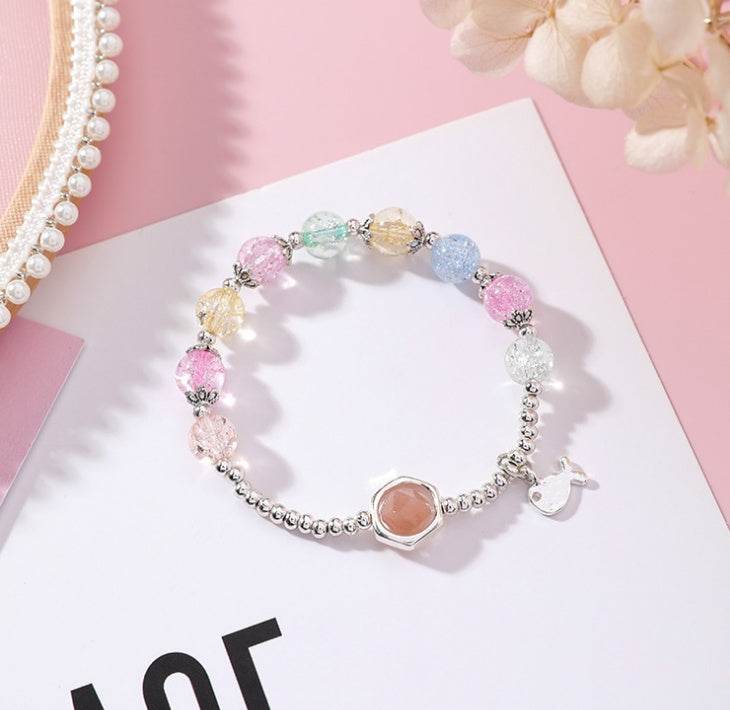 Individuality Cracked Beads Single Circle Beaded Bracelet Women - Mubimart
