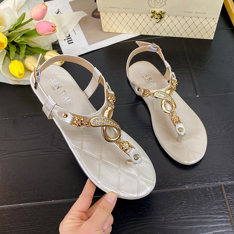 Sommer Flip-Flops mit Schnalle im Bohemian-Stil Flip-Flops Flache Sandalen