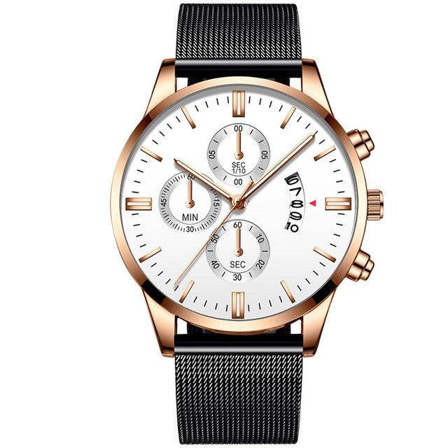 Mens Business Luxury Watches For Men Mesh Band Quartz Watch - Mubimart