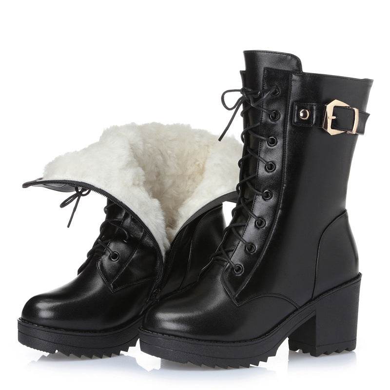 Leather Martin boots women cotton boots - Mubimart