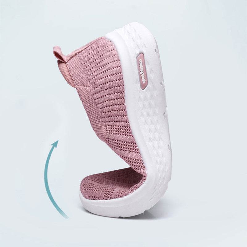 Casual Mesh Shoes Sock Slip On Flat Shoes For Women Sneakers Casual Soft Sole Walking Sports Shoe - Mubimart