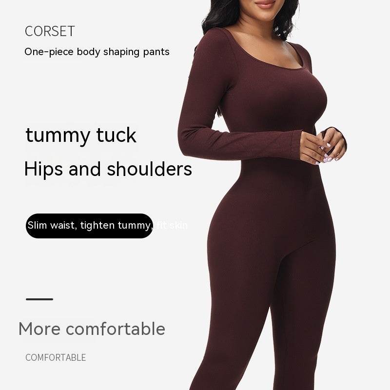 Plus Size High Waist Belly Shaping Jumpsuit - Mubimart