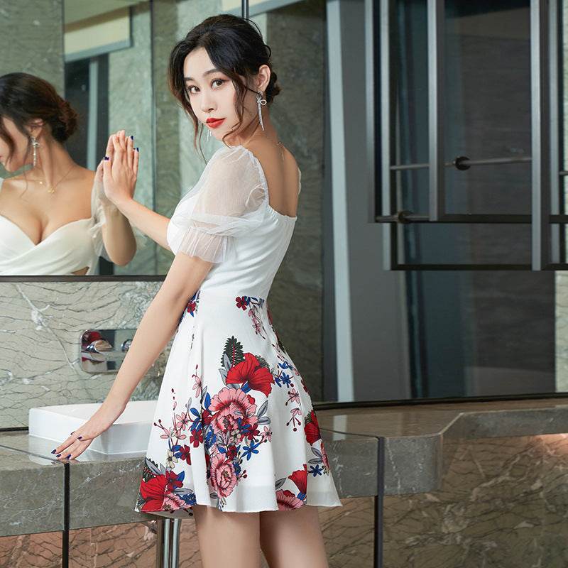 Nightclub Dress New Chiffon Printed Skirt Night Field Work Clothes Nightclub Clothing - Mubimart