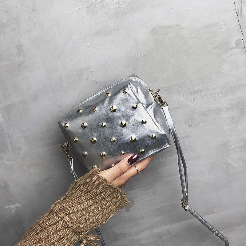 Small Bag Women New Fashion Messenger Bag Rivets - Mubimart