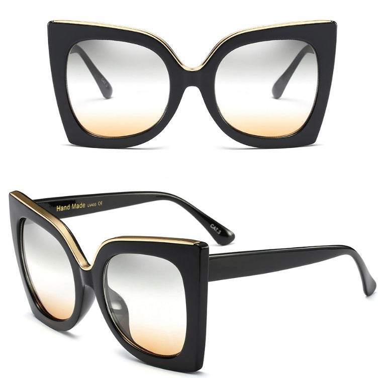 Women's Vintage Cat Eye Sunglasses Women Gradient Lens Sunglasses Glasses - Mubimart