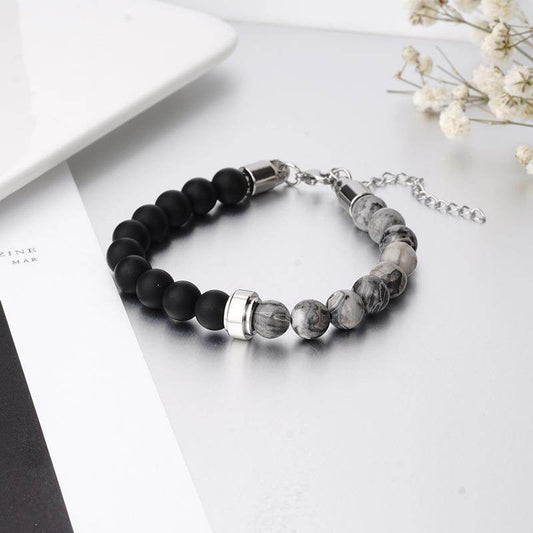 Bracelet Punk Men Women Natural Tiger-shaped Stone Stainless Steel Bangle - Mubimart
