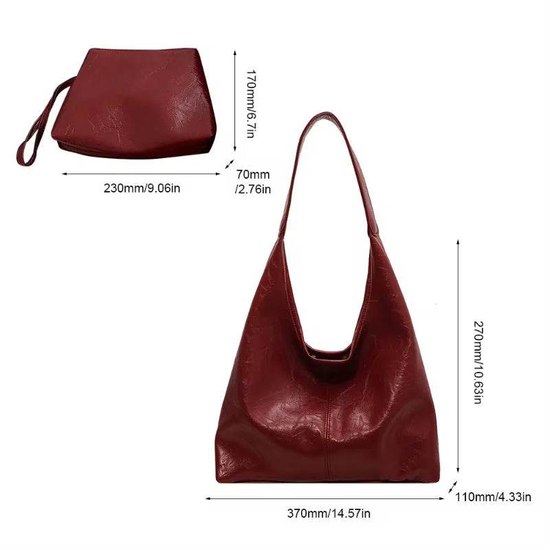 Fashion Womens Shoulder Bag Vintage Designer Large Capacity Casual Tote Bag Autumn And Winter Fashion Handbag - Mubimart