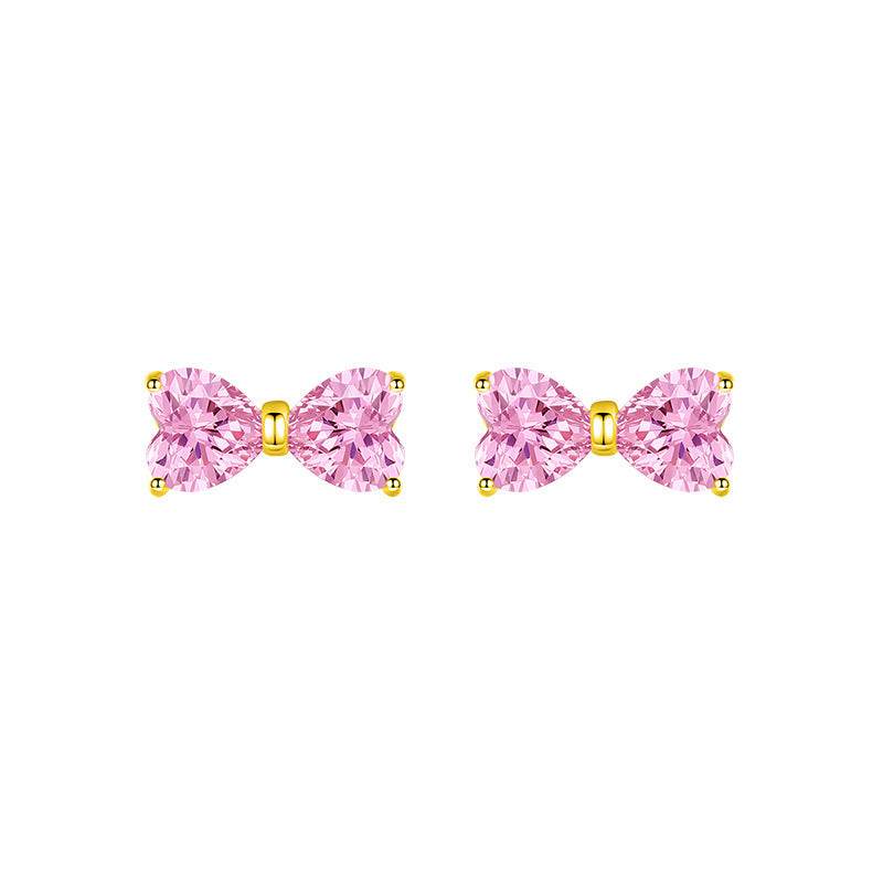 Bow Zircon Stud Earrings For Women - Mubimart