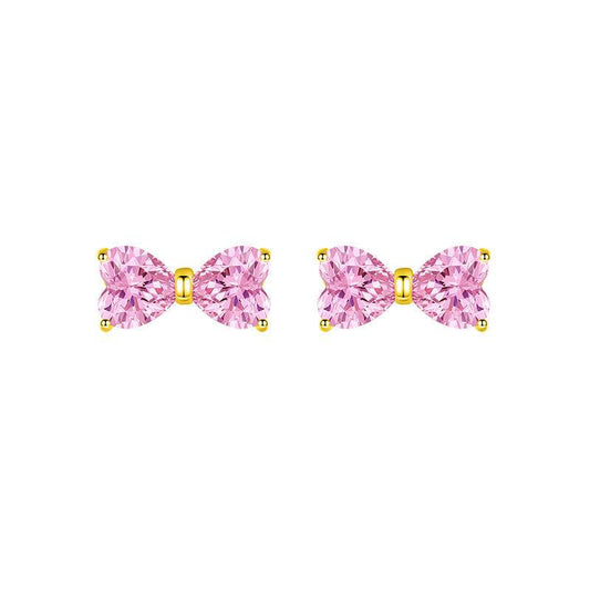 Bow Zircon Stud Earrings For Women - Mubimart