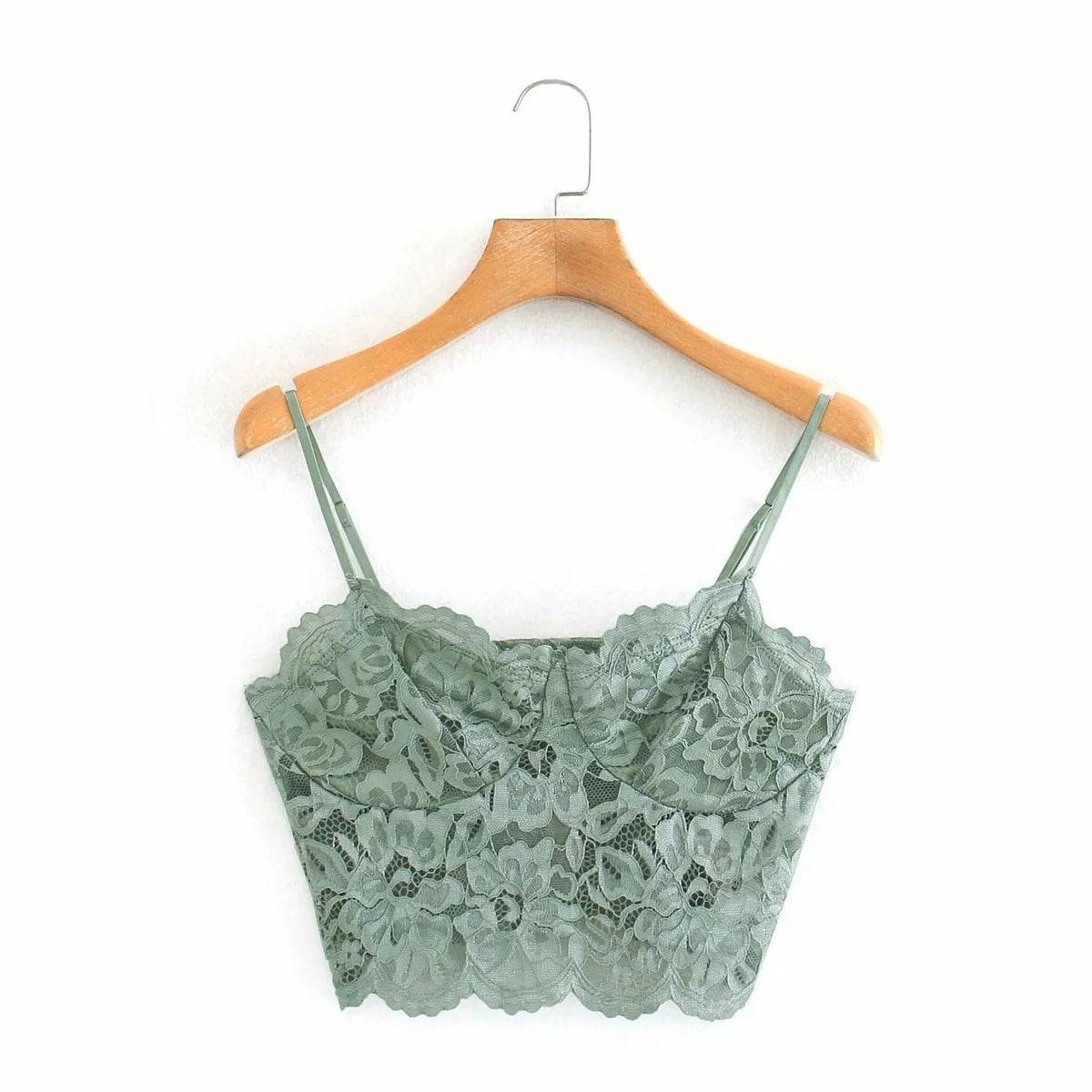 Lace underwear top with camisole - Mubimart