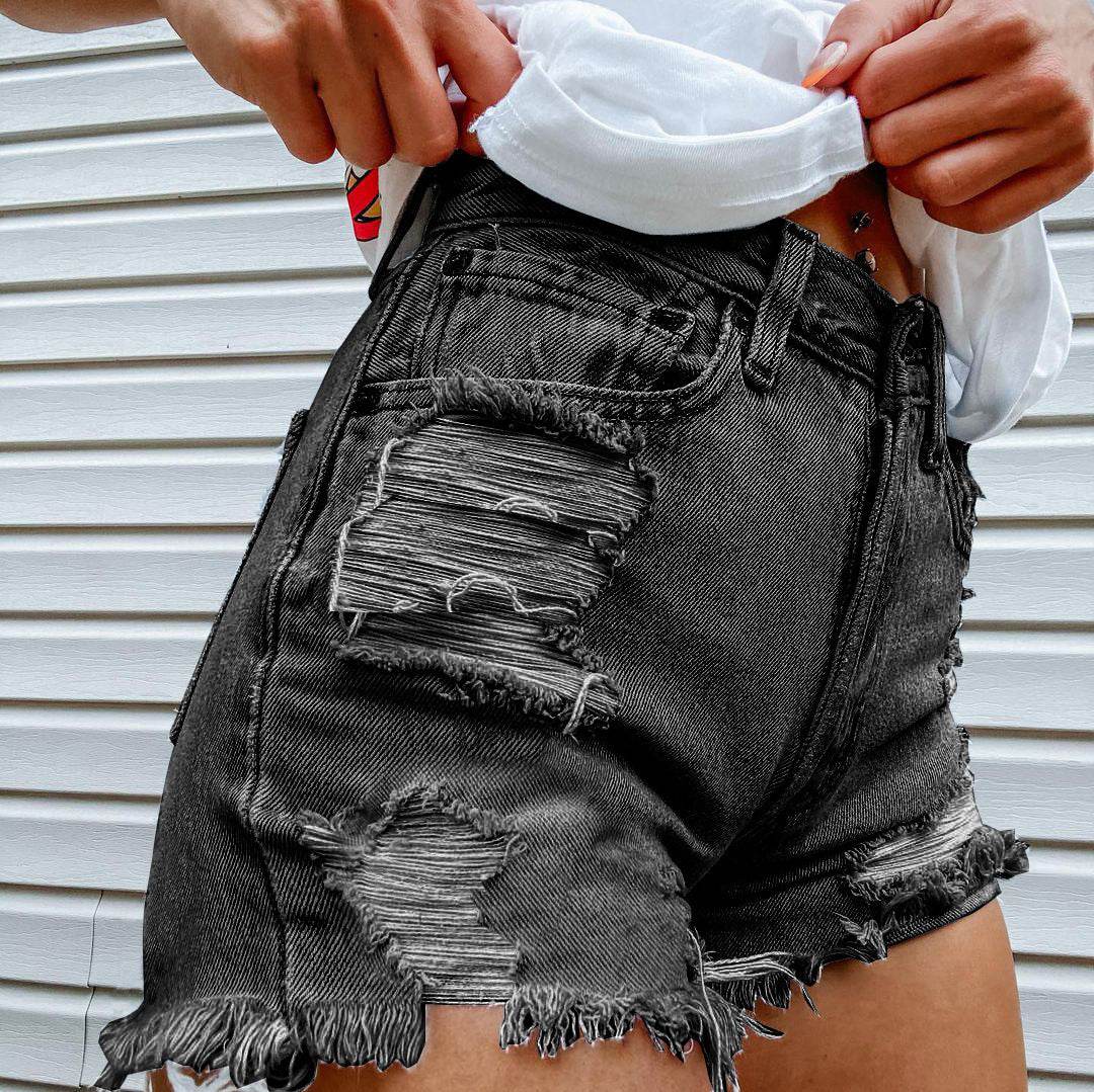Women Printed Spring Summer Denim Shorts - Mubimart