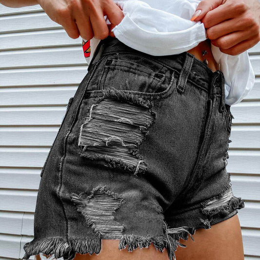 Women Printed Spring Summer Denim Shorts - Mubimart