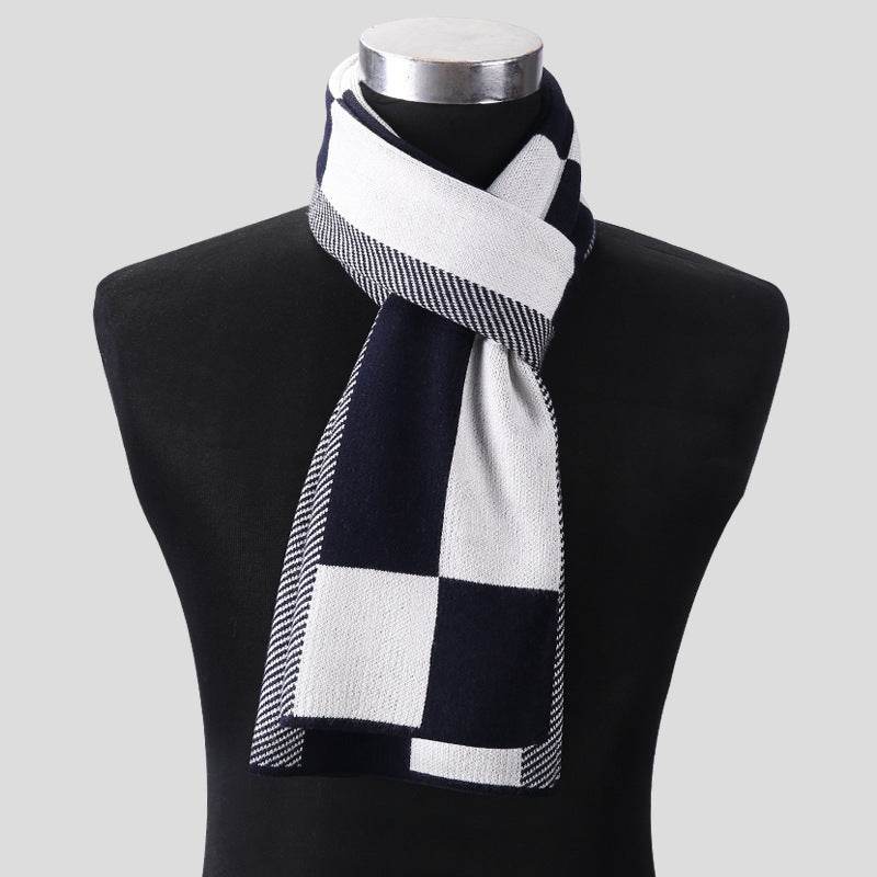 Plaid men scarf knitted scarf - Mubimart