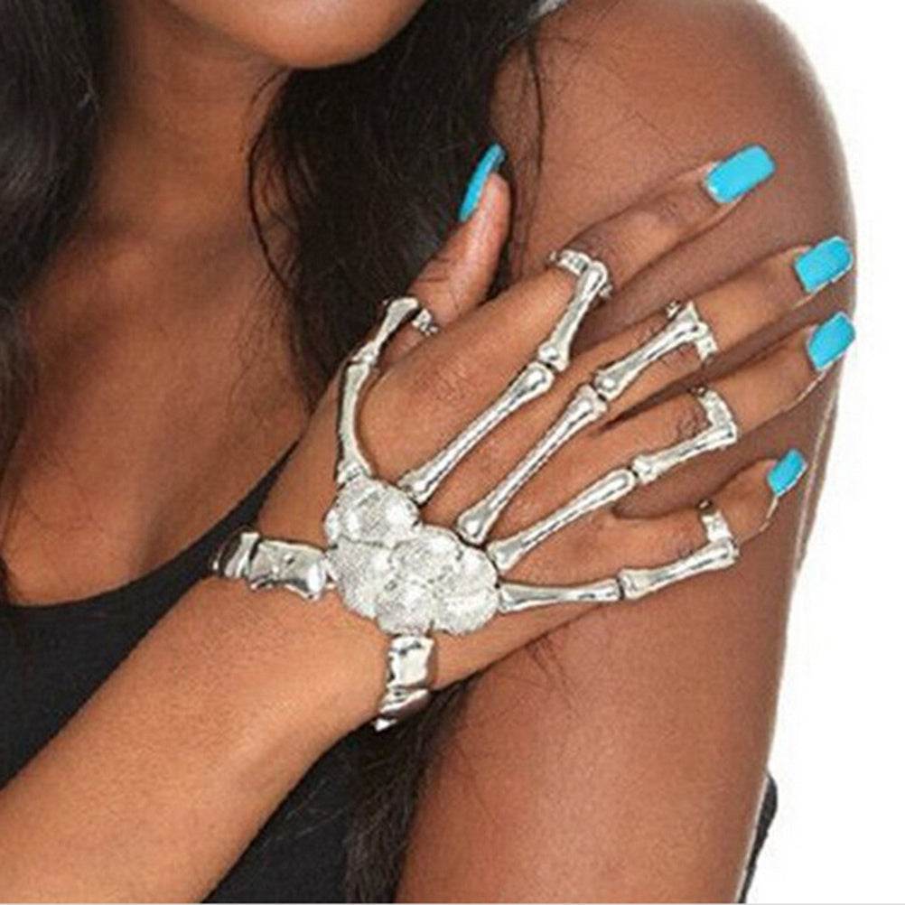 Stylish Skeleton Skull Hand Talon Finger Bone Slave Bracelet Alloy Wristbands Pulseiras Bangle Wrist Chain for Women - Mubimart